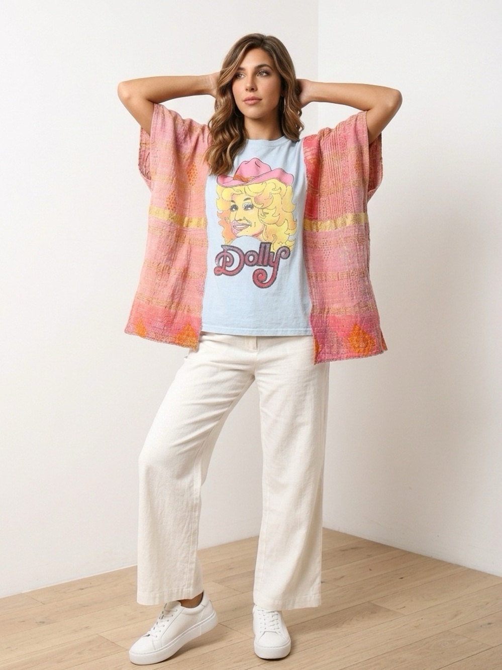 Handcrafted Upcycled Dolly Parton Kantha Tunic NWT One Size - Picture 4 of 8